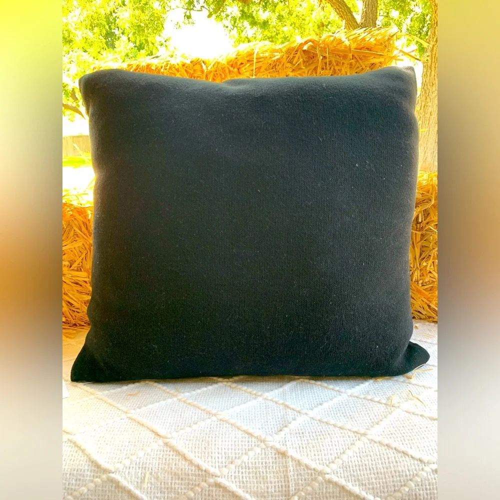 Halloween Decor Pillow Skull Skeleton with Glasses Huge Fluffy Black- NWT